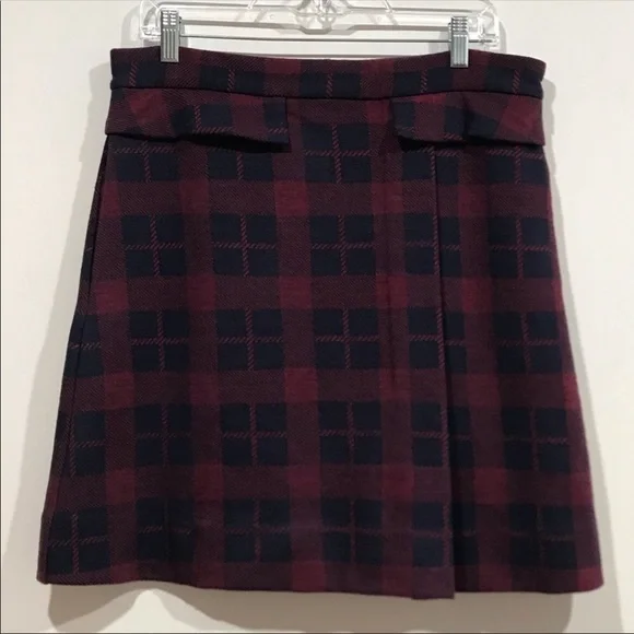 Marc By Marc Jacobs Maya Plaid Jacquard Skirt in Ink Blue Multi Size Large - Picture 2 of 13